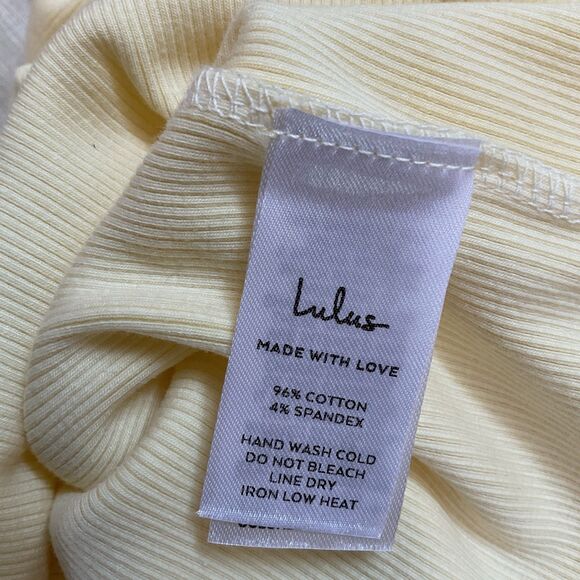 Lulus Majorly Trendy Dress Women's XS Light Yellow Midi Ribbed Bodycon NWT - Picture 12 of 12